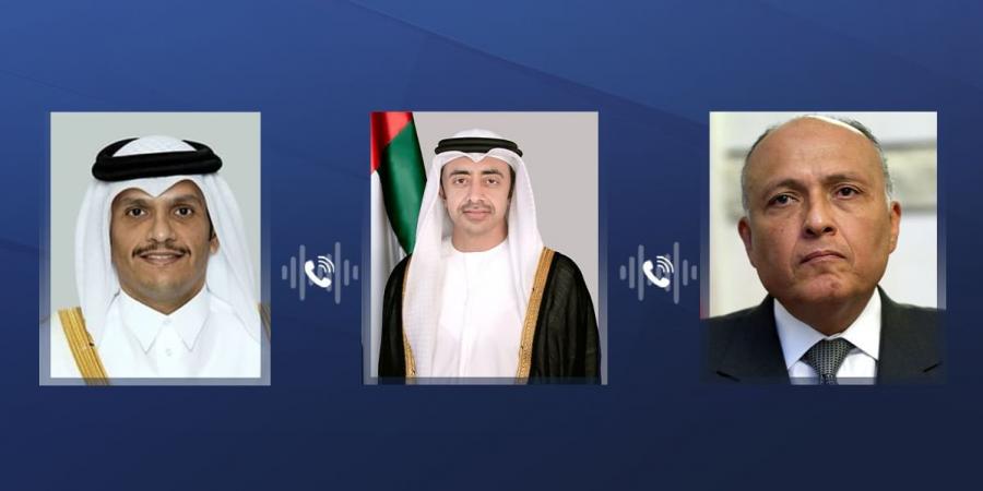 عبدالله بن زايد يبحث ورئيس الوزراء القطري ووزير الخارجية المصري الأوضاع في غزة وجهود وقف إطلاق النار - نايل 360