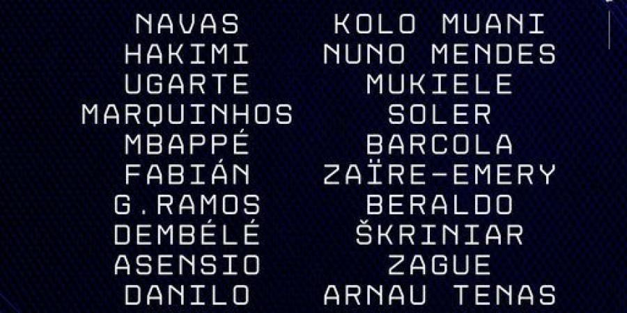 قائمة باريس سان جيرمان لمباراة بروسيا دورتموند في دوري أبطال أوروبا - نايل 360